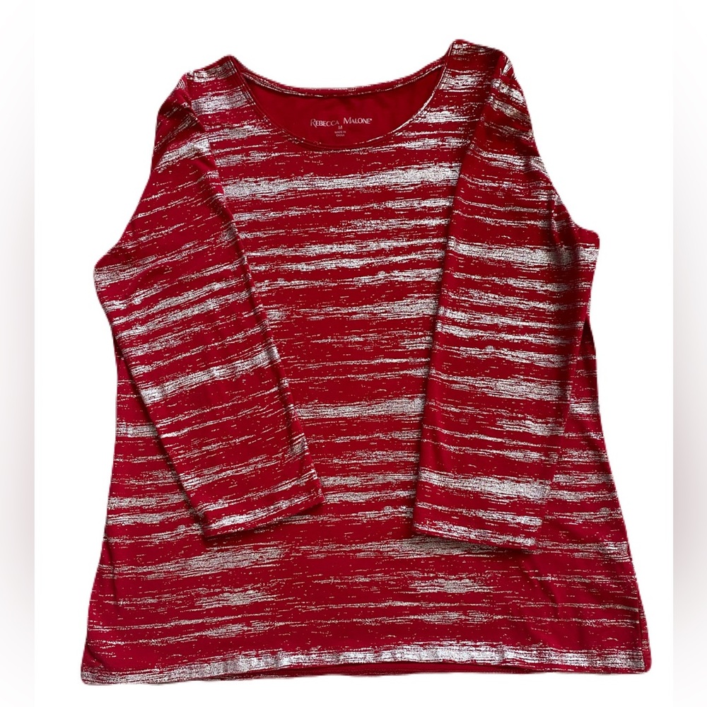 Dressy Rebecca Malone Red and Silver Top